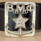 Ремень с пряжкой ВМФ натуральная кожа с буквами